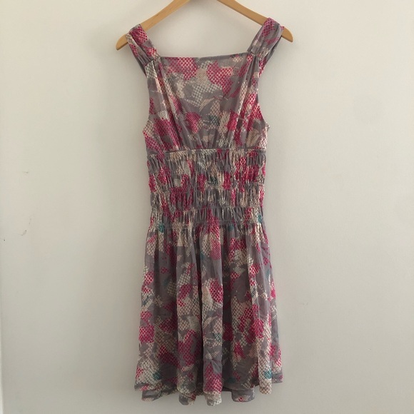 NWOT DKNY Jeans Ruched Square Neck Printed Dress - Picture 5 of 6